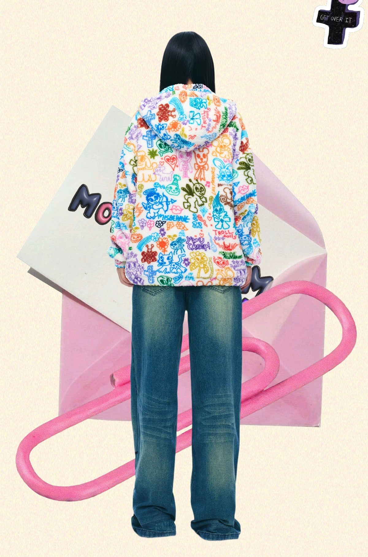 Iscreamcolour Hooded Printed Jacket Girly Fashion