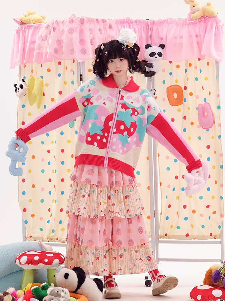 Nikkou Home Decora Fashion Pink Panda Cardigan