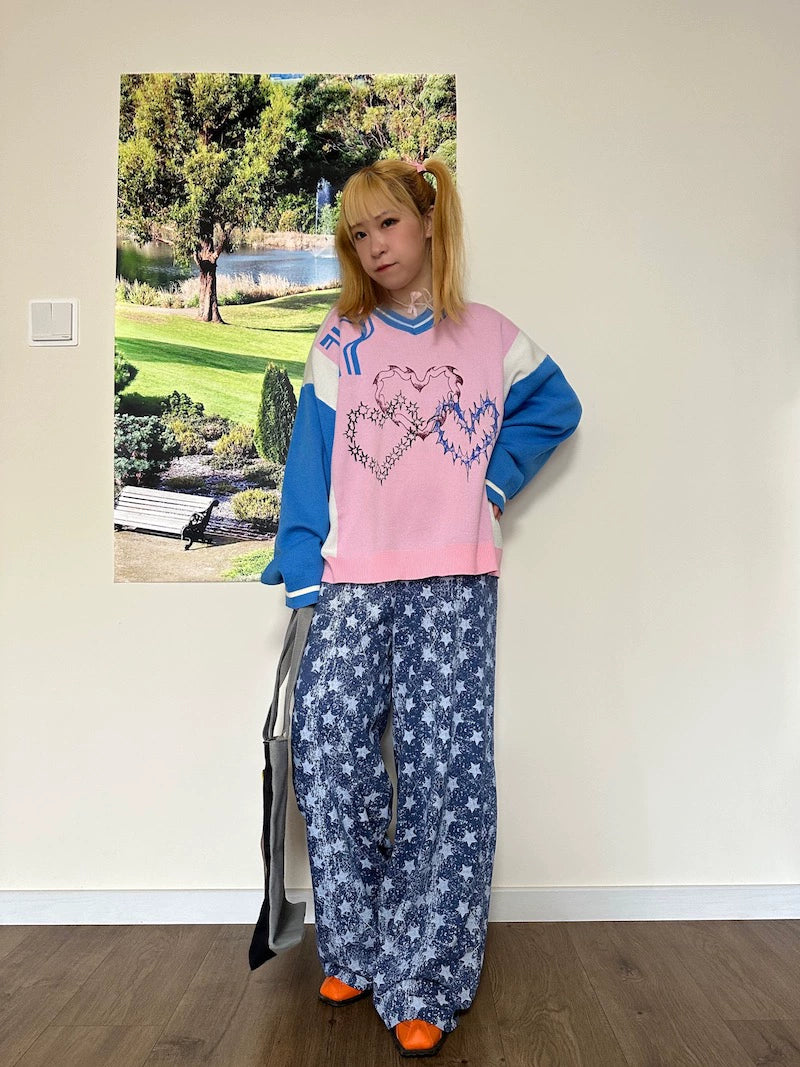 BunnyBunnyGun - Y2K Knit Sweater Oversize Relaxed Pullover sweater bunnybunnygun