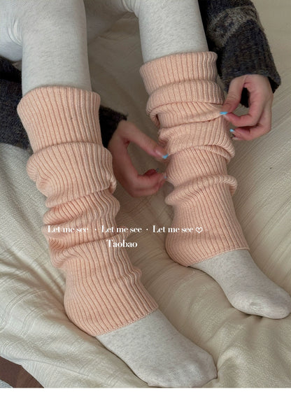 LET ME SEE - Kawaii Wool Knit Leg Warmers Soft Cozy Winter Slouch Socks leg warmmers let me see