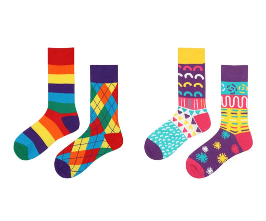 Decora Kei Mismatched Socks Color Graffiti