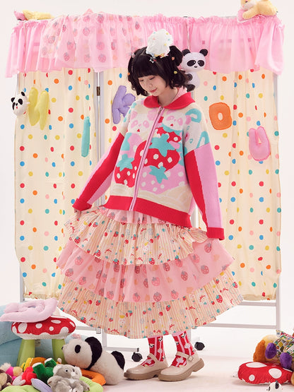 Nikkou Home Decora Fashion Strawberry Tiered Skirt