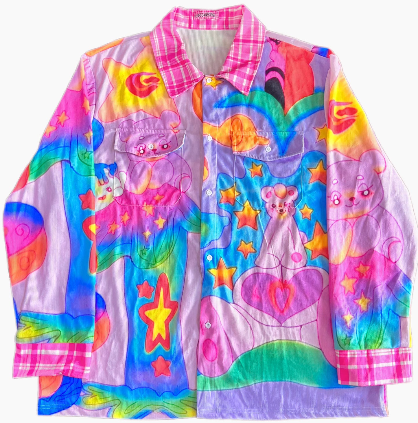 Leerro Decora Shirt Harajuku Blouse Colorful Bright Streetwear Shirt