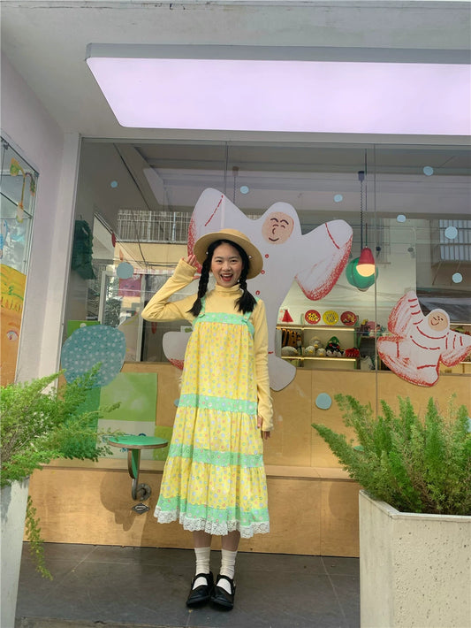 Kawaii Cotton Sundress – Green Lace Waltz dress dodoroom