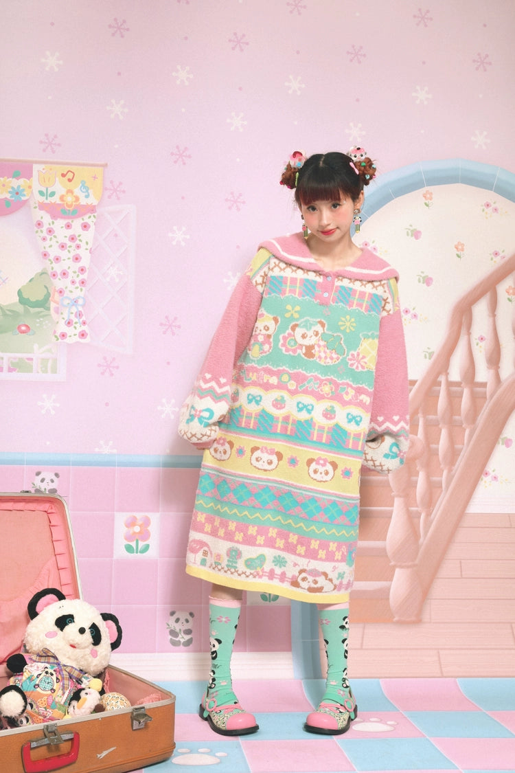 Lutra Jump Decora Fashion Sailor Collar Knit Dress