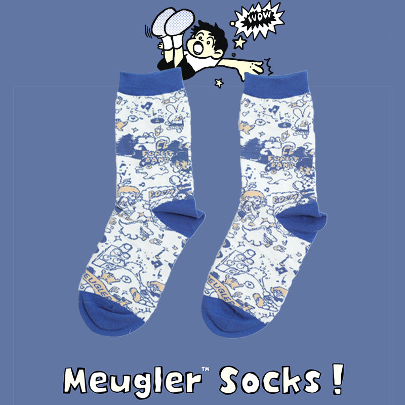 Meugler Ollie Frog Cartoon Pattern Color-Block Cute Girl Gift Cotton Socks (Two Pairs Set) sock Meugler