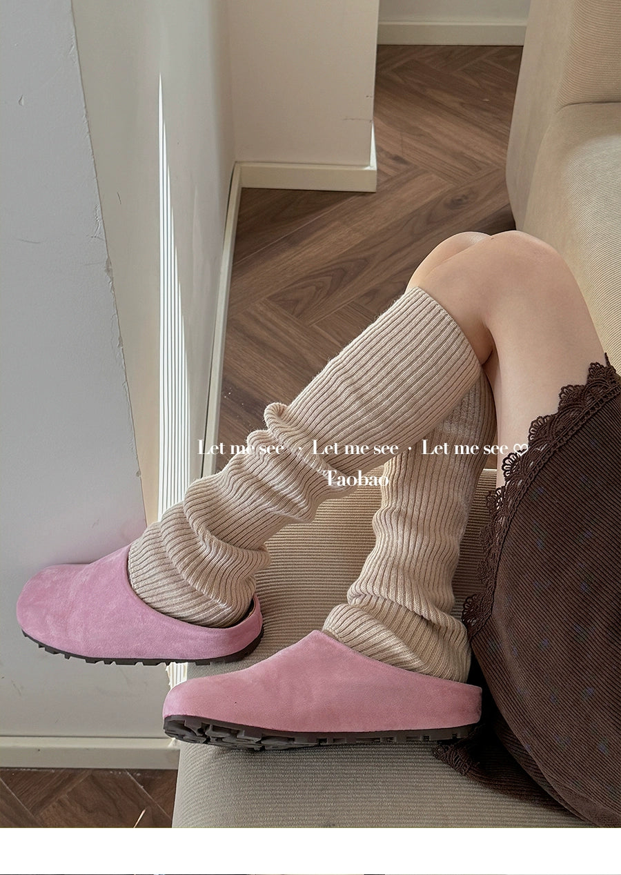 LET ME SEE - Kawaii Wool Knit Leg Warmers Soft Cozy Winter Slouch Socks leg warmmers let me see Beige
