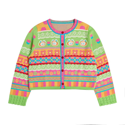 Lutra Jump Decora Kei Striped Bunny Cardigan