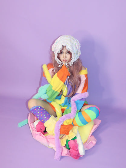 Leerroo Decora Rainbow Sweater Colorful Harajuku Sweater