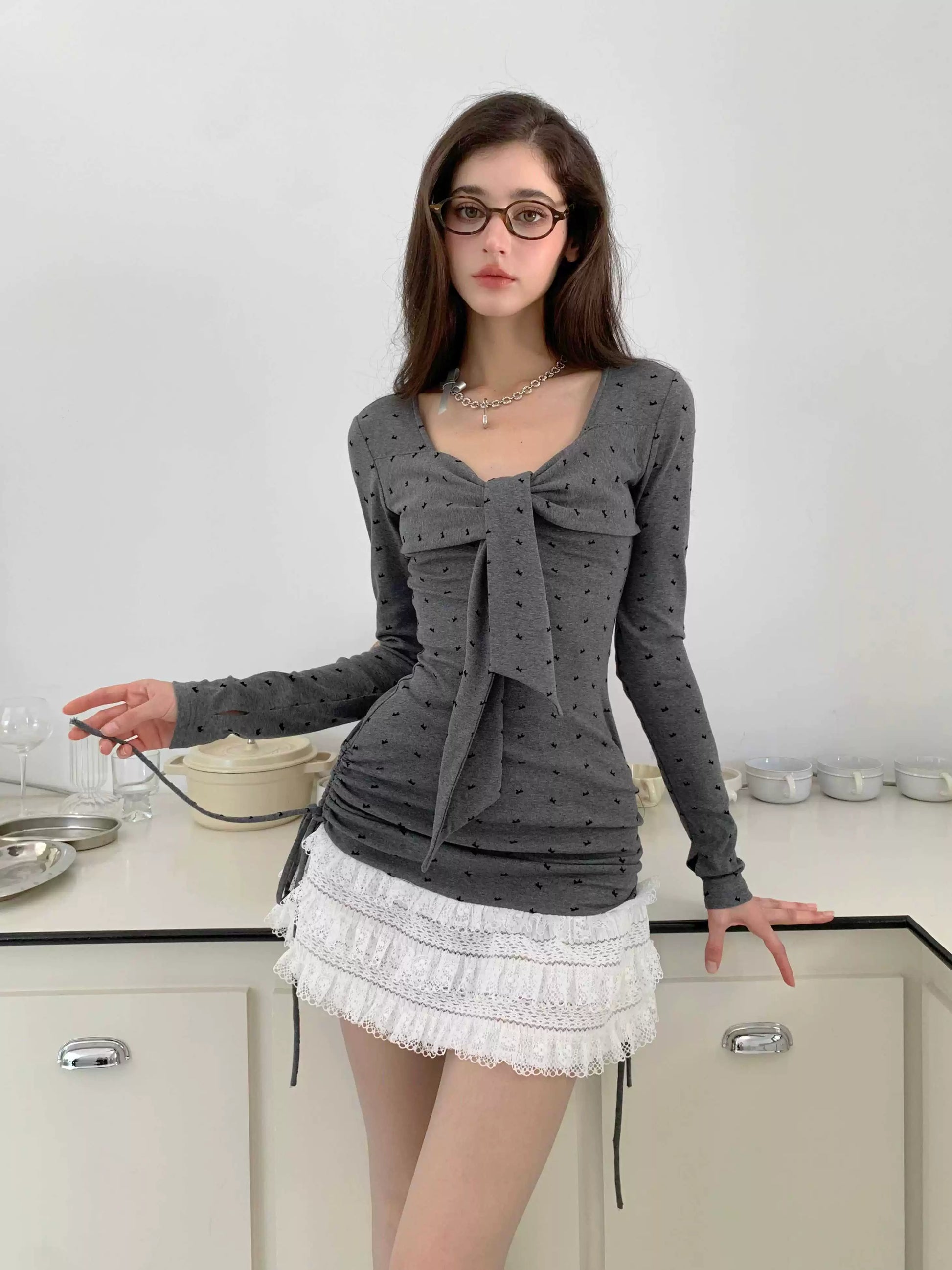 GirlyVibes Sweater Grey Ballet-Inspired Corset Cake Dress YZZI HE Land Decora GirlyVibes Sweater Grey Ballet-Inspired Corset Cake Dress YZZI HE Land Decora