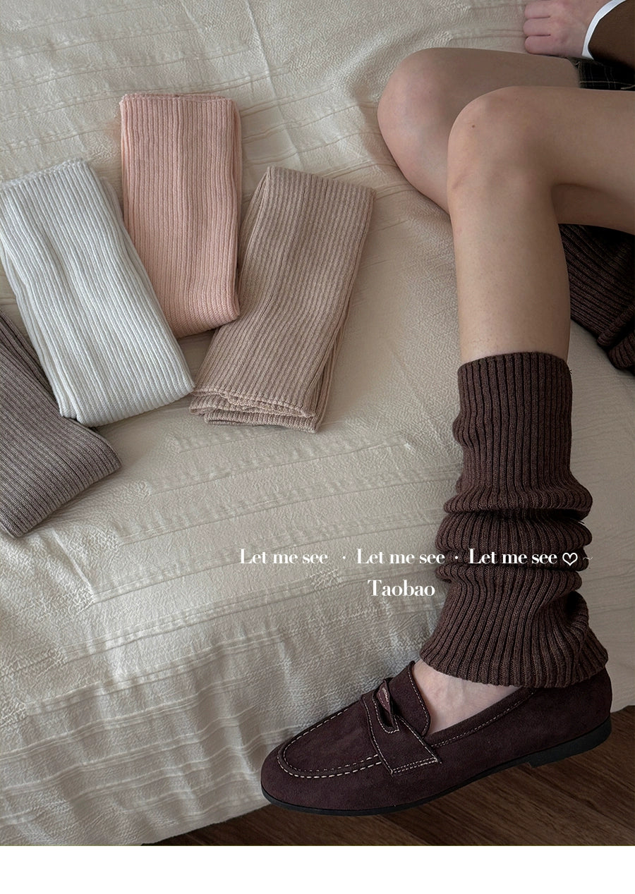 LET ME SEE - Kawaii Wool Knit Leg Warmers Soft Cozy Winter Slouch Socks leg warmmers let me see Coffee