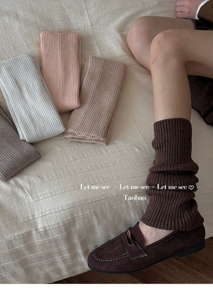 LET ME SEE - Kawaii Wool Knit Leg Warmers Soft Cozy Winter Slouch Socks leg warmmers let me see Coffee