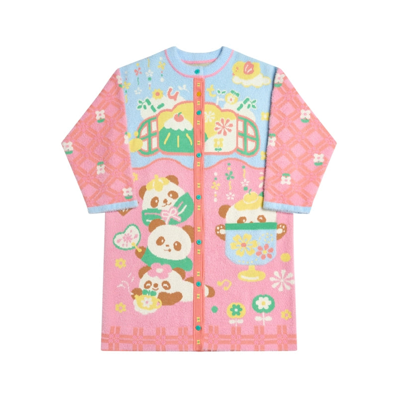 Lutra Jump Decora Fashion Panda Print Cardigan