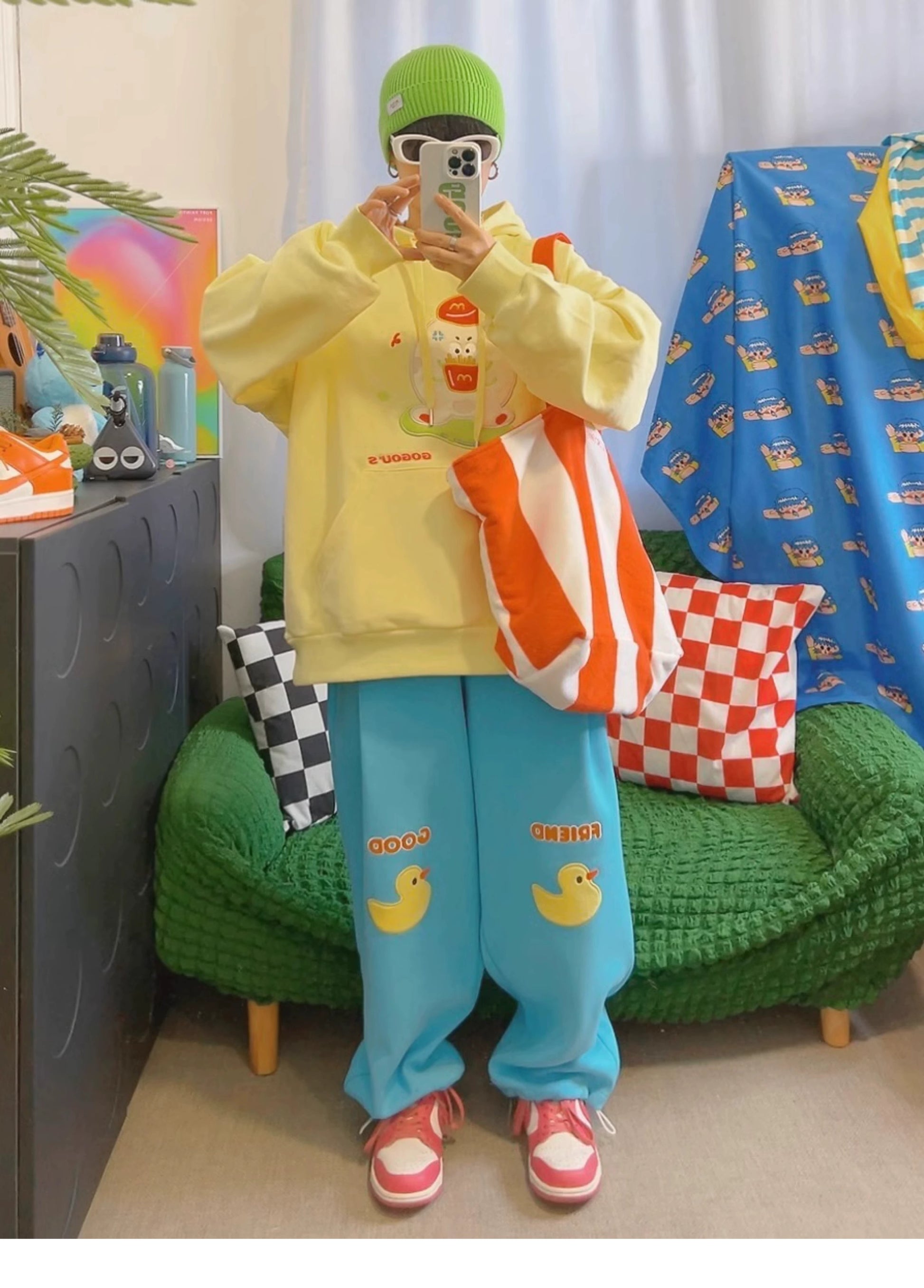 KURIOSITAET - KidCore Embroidered Yellow Hoodie hoodie KURIOSITAET