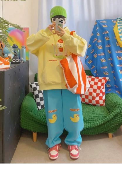 KURIOSITAET - KidCore Embroidered Yellow Hoodie hoodie KURIOSITAET