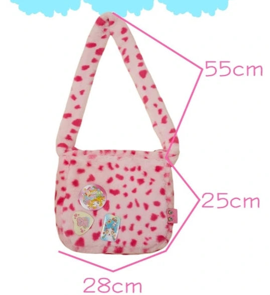 FruFru Decora Fashion Bag Plush Pink Bag Winter Pink Leopard Bag