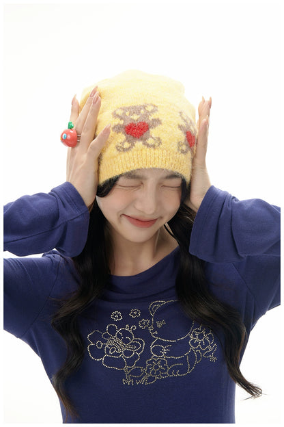 Tntntutu Decora Fashion Yellow Bear Knit Hat