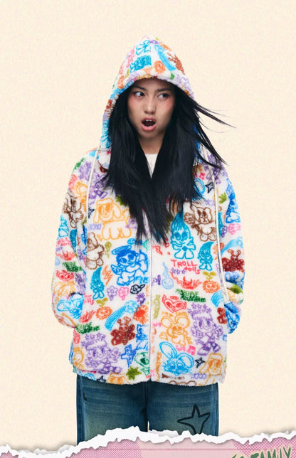 Iscreamcolour Hooded Printed Jacket Girly Fashion