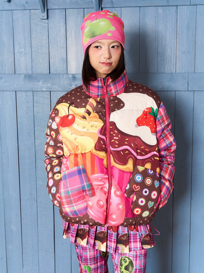 Decora Fashion Fruits Chocolate Cake Cotton-padded Coat