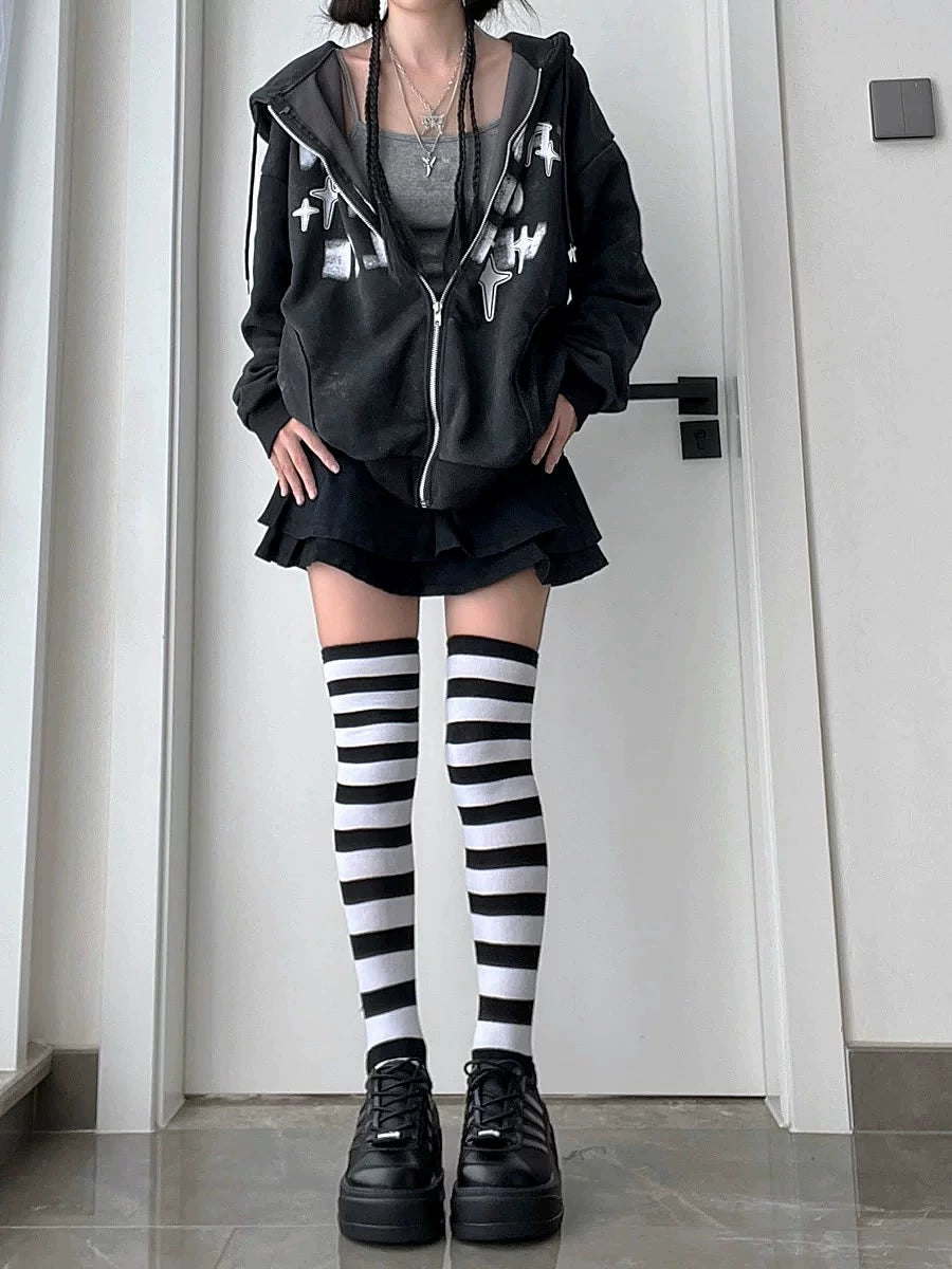 Colorful Stripes Socks Colorful Overknee Socks Punk JK Socks