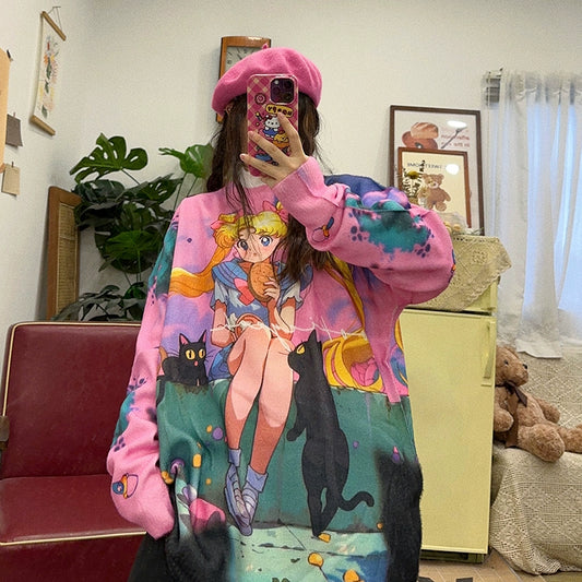 Kidcore Sweater – Loose Colorful Print sweater BIBULU