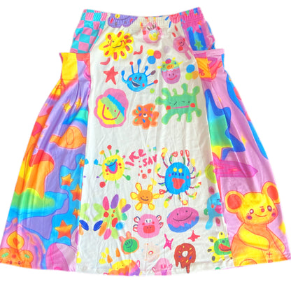 Leerroo Decora Fashion Skirt Colorful Elastic Skirt Harajuku Fashion