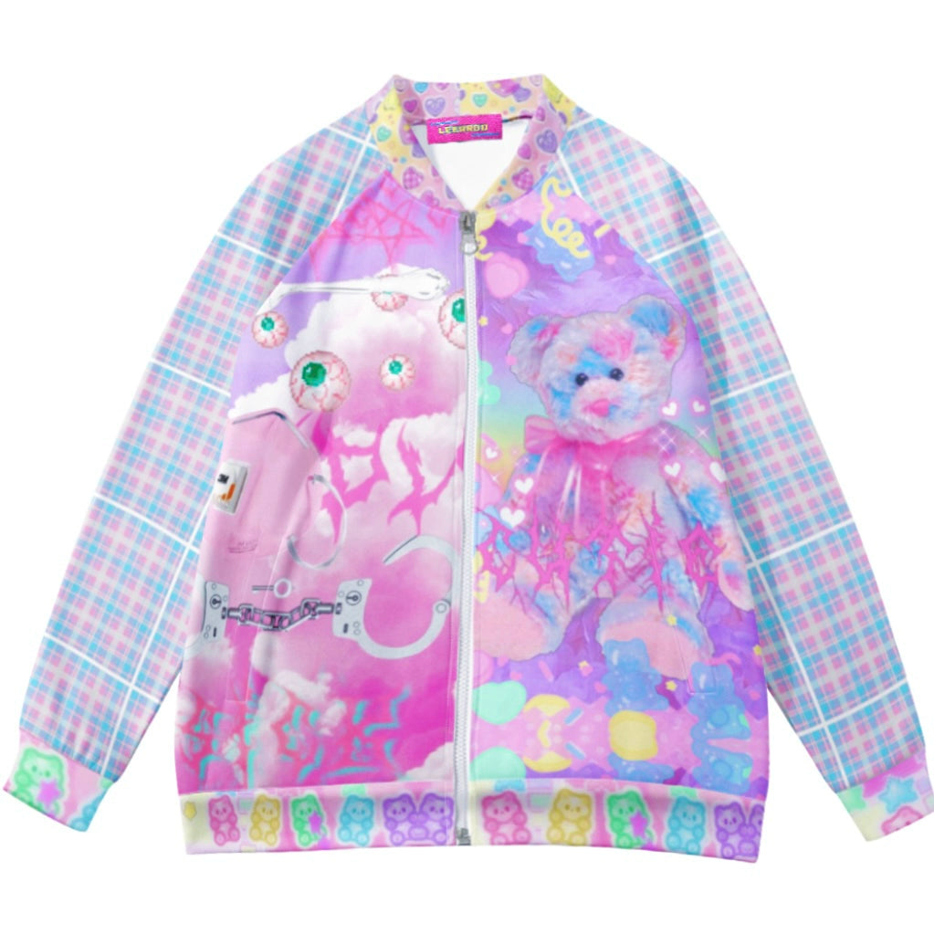 Leerroo Decora Fashion Jacket Colorful Print Baseball Jacket Leisure Topwear