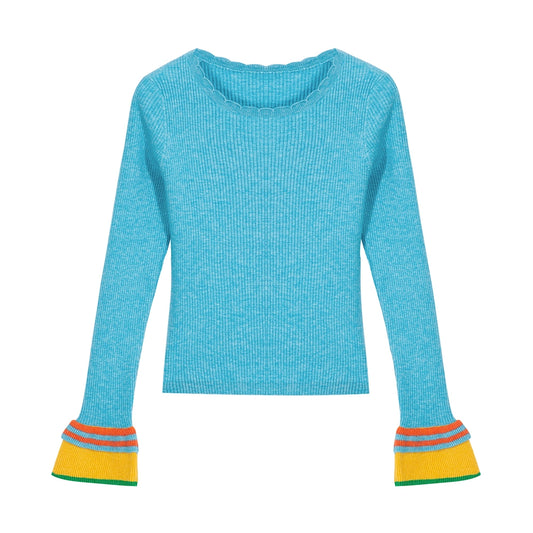 Tntntutu Decora Kei Acid Blue Knitted Sweater