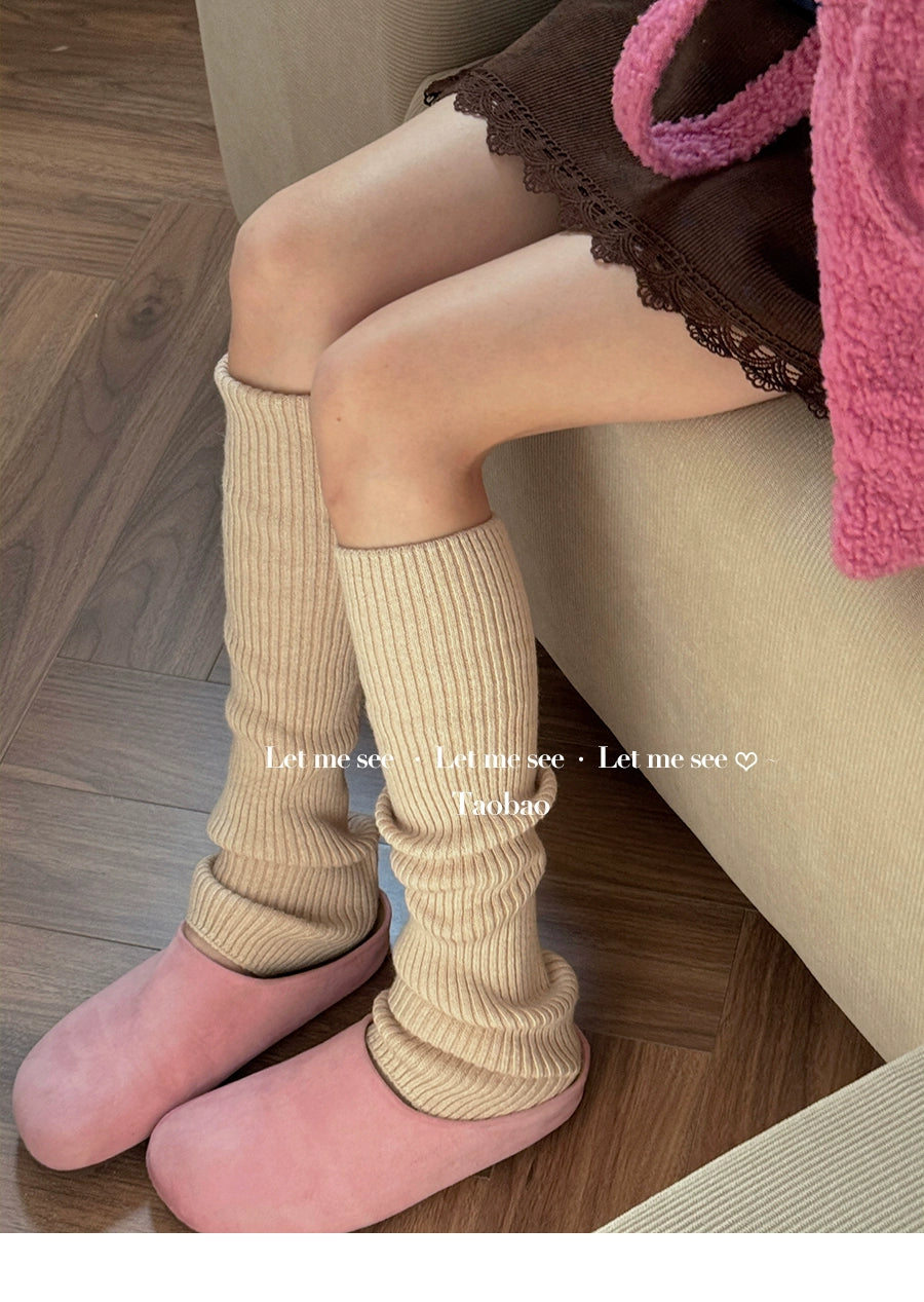 LET ME SEE - Kawaii Wool Knit Leg Warmers Soft Cozy Winter Slouch Socks leg warmmers let me see