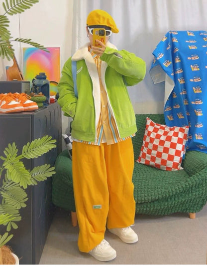 KURIOSITAET - Green Corduroy Sherpa Jacket coat KURIOSITAET