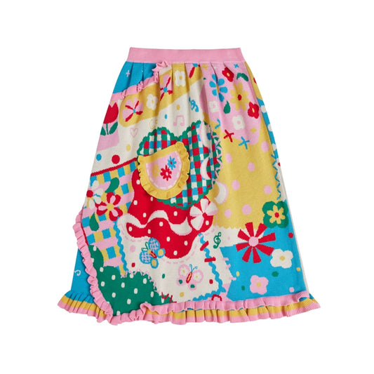 Lutra Jump Decora Fashion Colorful Knit Skirt