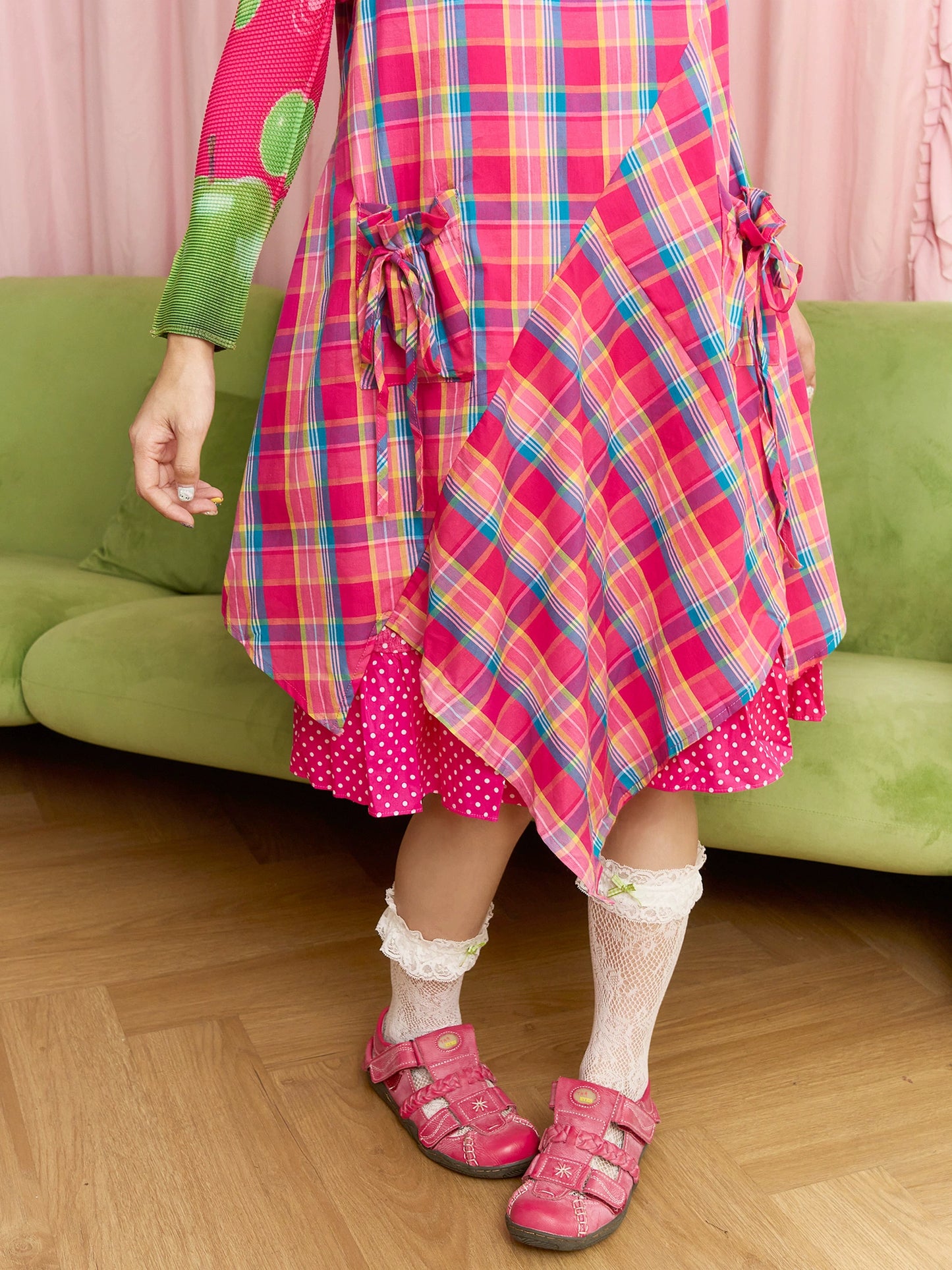 Fruits Decora Kei Pink Plaid Tank Dress