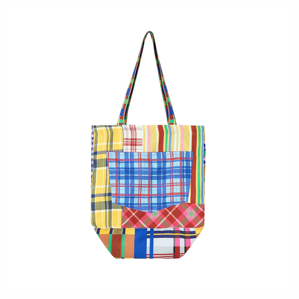 tntntutu Colorful Plaid Canvas Drawstring Shoulder Bag