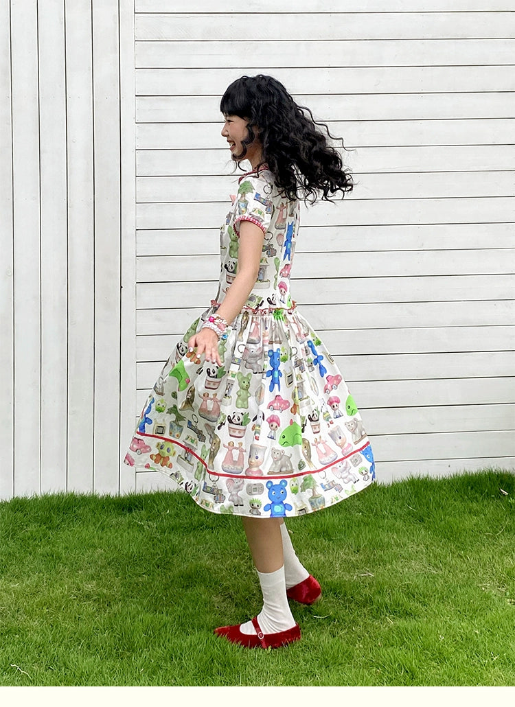Kawaii Print Cute Dress Cotton Lined - Chemical Girl | Land Decora S Kawaii Print Cute Dress Cotton Lined - Chemical Girl | Land Decora S