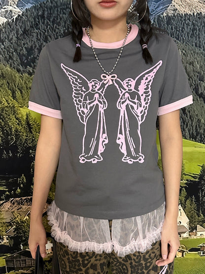 BunnyBunnyGun - Y2K Butterfly Angel T-Shirt tshirt bunnybunnygun Slim Fit Version
