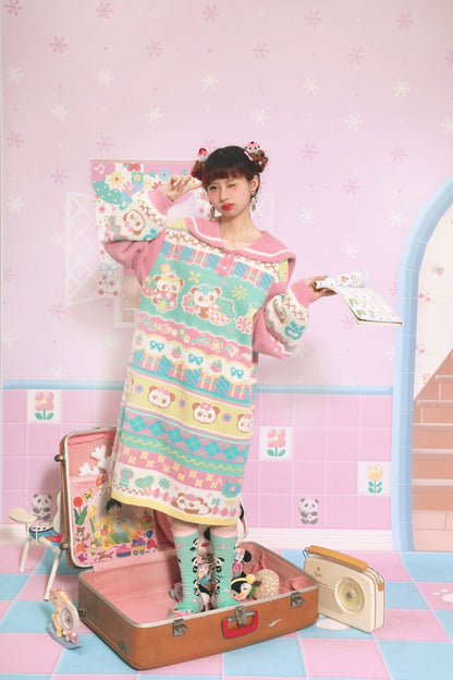 Lutra Jump Decora Fashion Sailor Collar Knit Dress