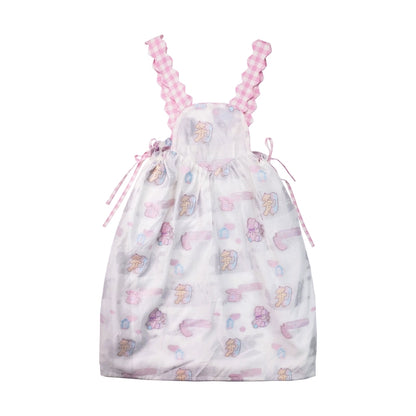 Meugler Bunny & Puppy Semi-Transparent Jacquard Wavy Strap Dress – Harajuku Style dress Meugler