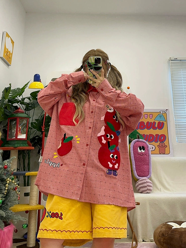 BIBULU KidCore Apple Embroidery Shirt