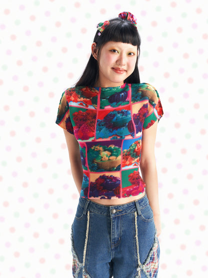 Decora Fashion Fruits Color-changing Stretch Pleated Top