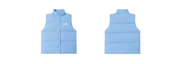 KURIOSITAET - Blue Plaid Puffer Vest Cotton Blend Unisex vest KURIOSITAET