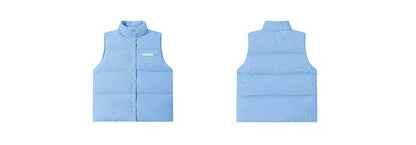 KURIOSITAET - Blue Plaid Puffer Vest Cotton Blend Unisex vest KURIOSITAET