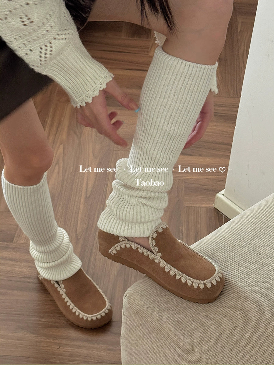 LET ME SEE - Kawaii Wool Knit Leg Warmers Soft Cozy Winter Slouch Socks leg warmmers let me see