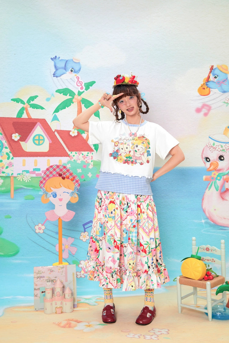 Lutra Jump Decora Fashion Cartoon Print Skirt