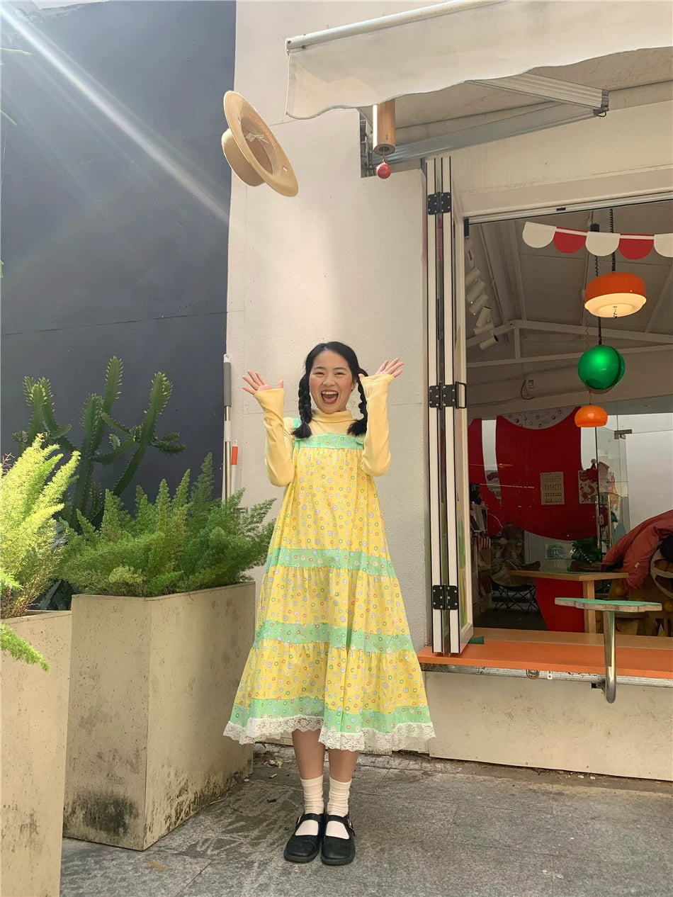 Kawaii Cotton Sundress – Green Lace Waltz dress dodoroom