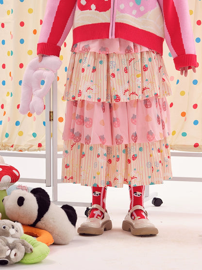 Nikkou Home Decora Fashion Strawberry Tiered Skirt