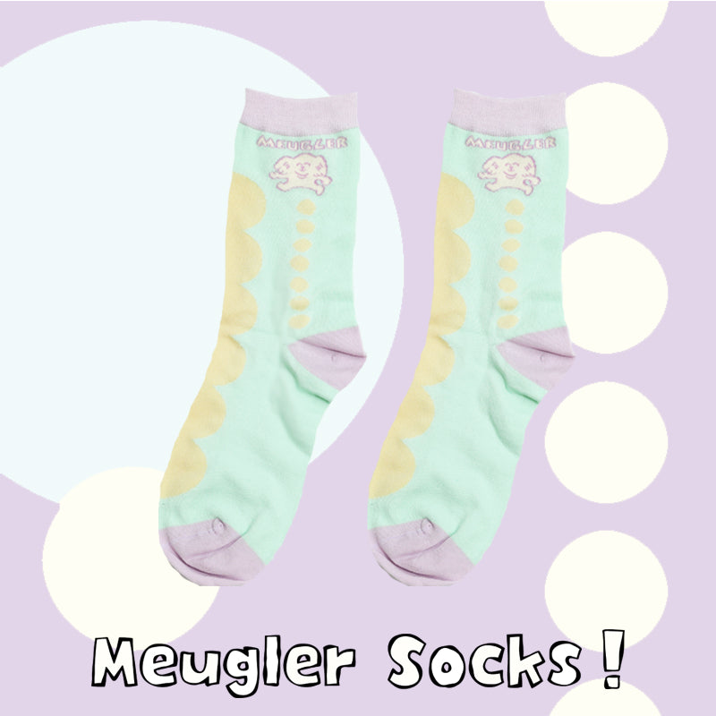 Meugler Ollie Frog Cartoon Pattern Color-Block Cute Girl Gift Cotton Socks (Two Pairs Set) sock Meugler