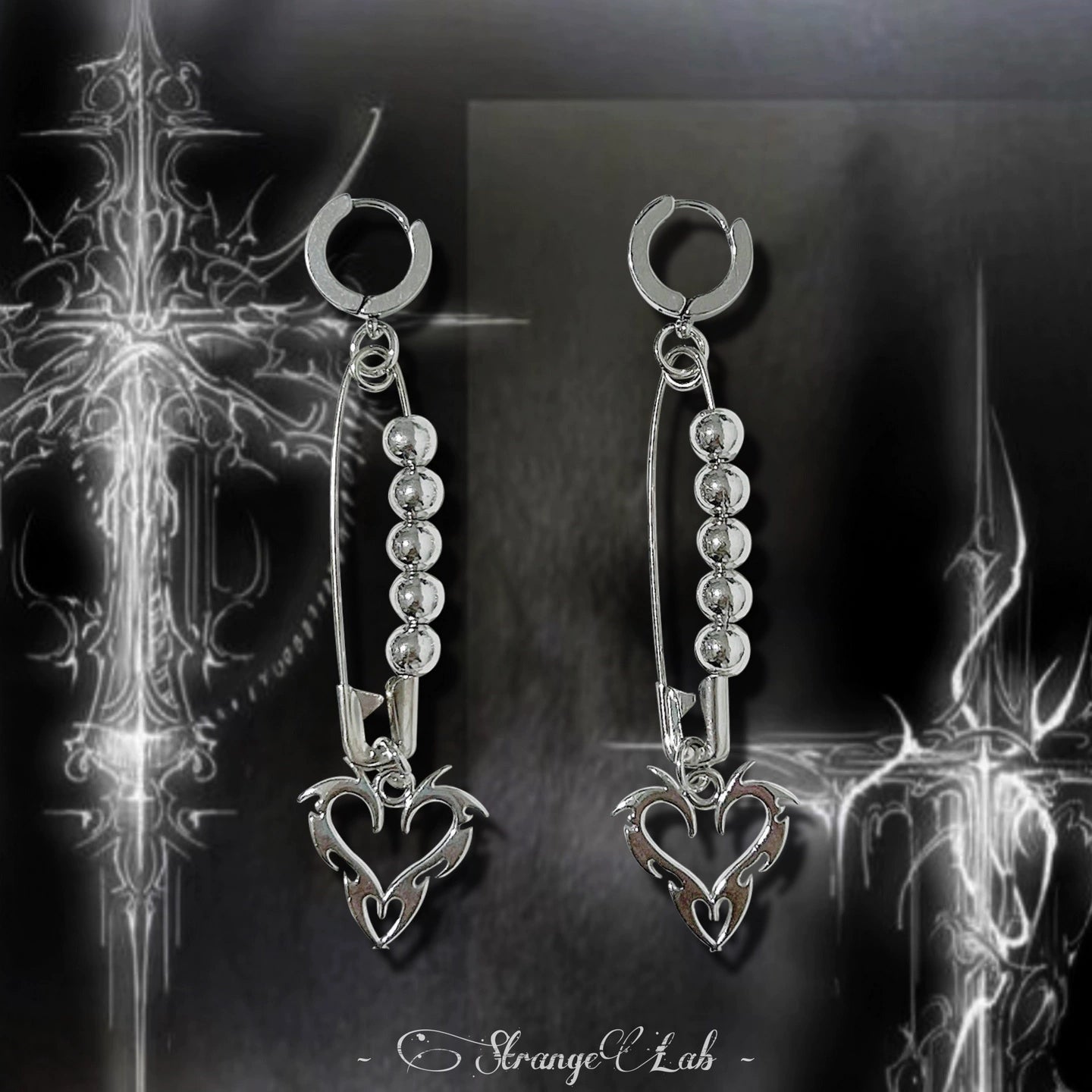Strangelab - Y2K Earrings Cyberpunk Silver Earrings earrings strangelab