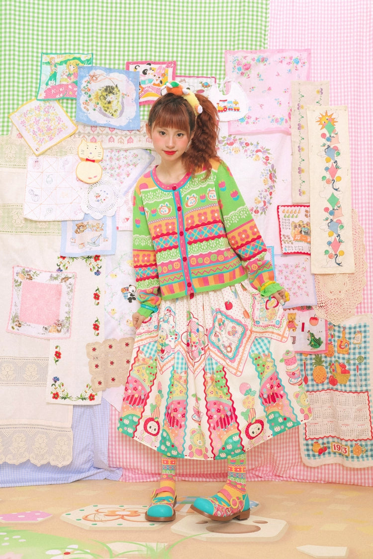 Lutra Jump Decora Kei Striped Bunny Cardigan