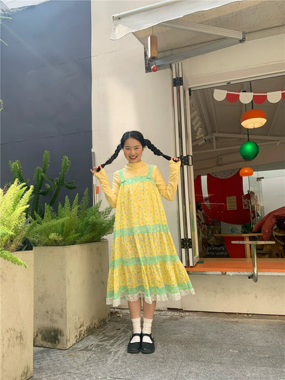 Kawaii Cotton Sundress – Green Lace Waltz dress dodoroom