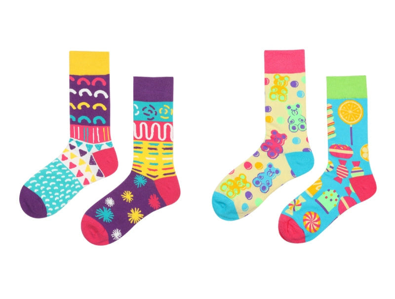 Decora Kei Mismatched Brilliant Colorful Socks